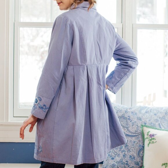 April Cornell Favorite Cotton Embroidered Jacket in Periwinkle Blue - Picture 4 of 14